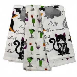 La Cuisine White Halloween Printed 3 Tea Towel Set | Kitchen Essentials